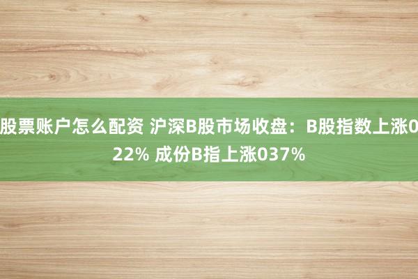 股票账户怎么配资 沪深B股市场收盘：B股指数上涨022% 成份B指上涨037%