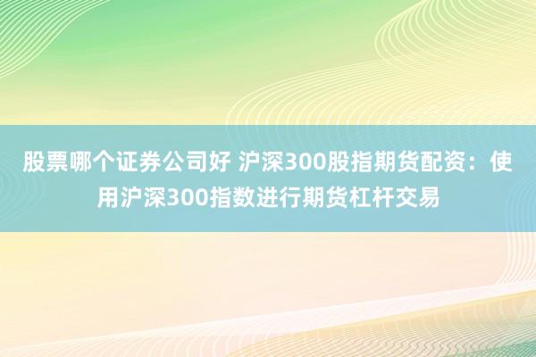 股票哪个证券公司好 沪深300股指期货配资：使用沪深300指数进行期货杠杆交易