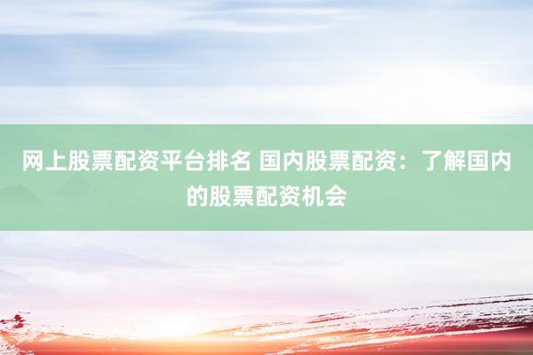 网上股票配资平台排名 国内股票配资：了解国内的股票配资机会