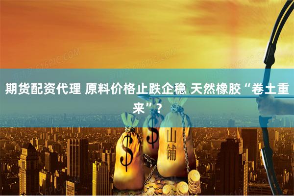 期货配资代理 原料价格止跌企稳 天然橡胶“卷土重来”？